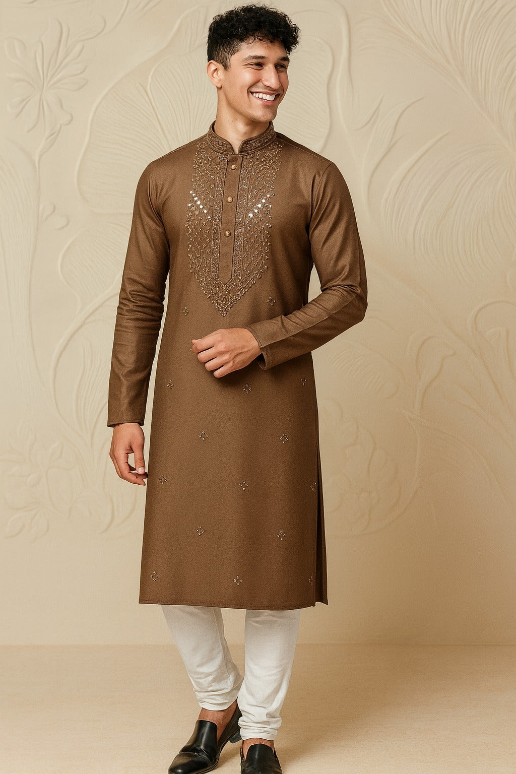 Rajwada neckwork mens kurta-pajama set