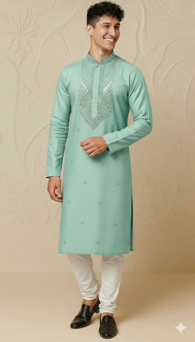 Rajwada neckwork mens kurta-pajama set