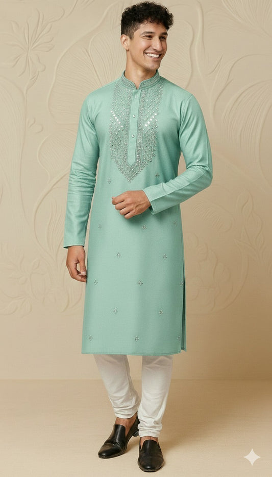 Rajwada neckwork mens kurta-pajama set