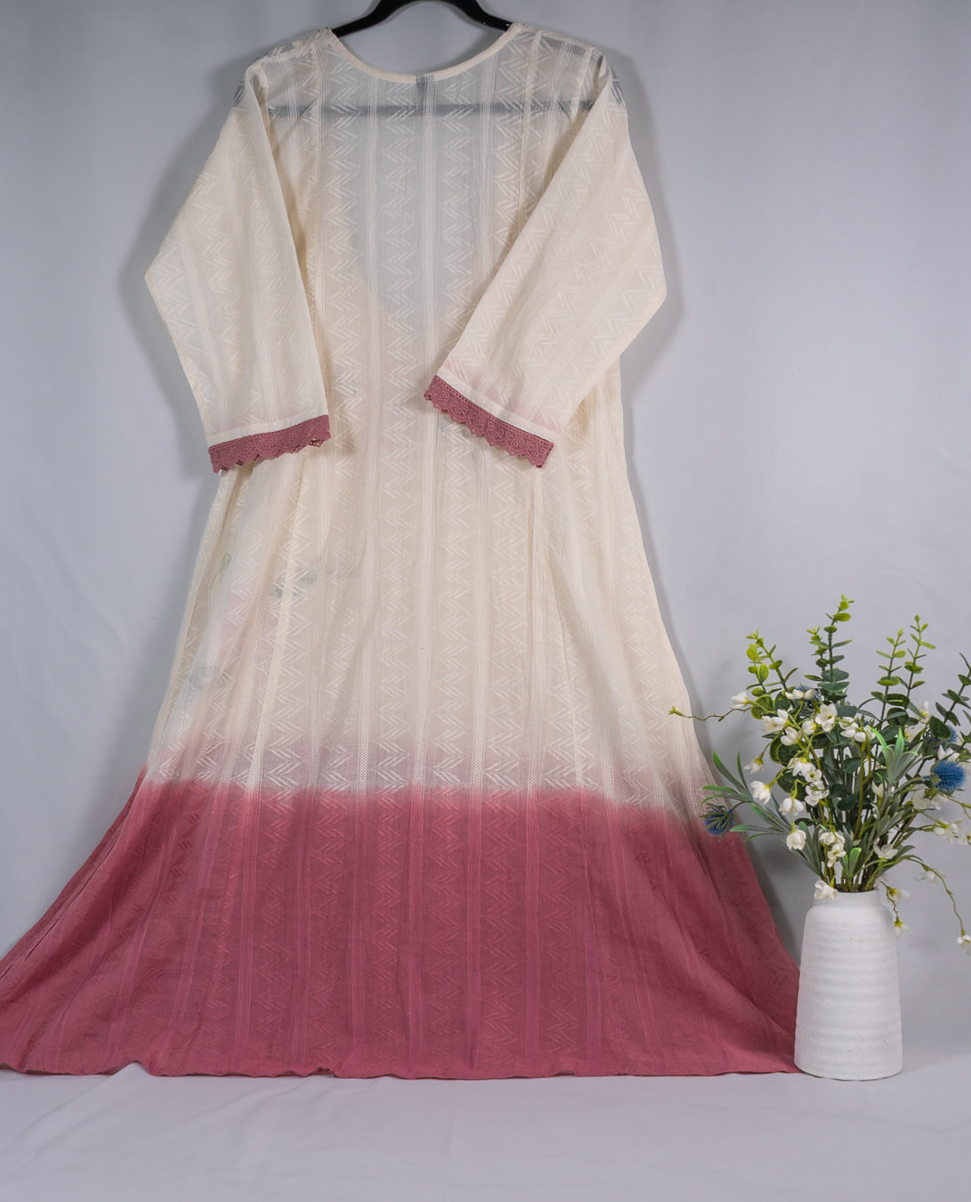 Ivory & Rose Ombre Floral Embroidered Anarkali Set