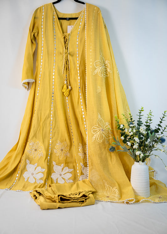 Floral Embroidered Anarkali Suit Set