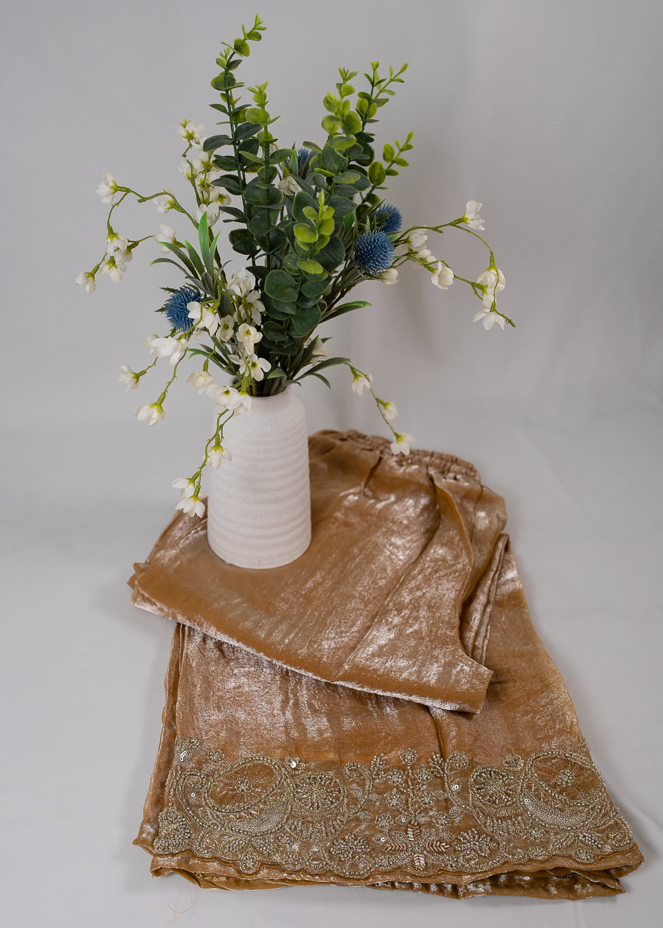 Golden Tissue Zardozi Embroidered 3-Piece Suit Set