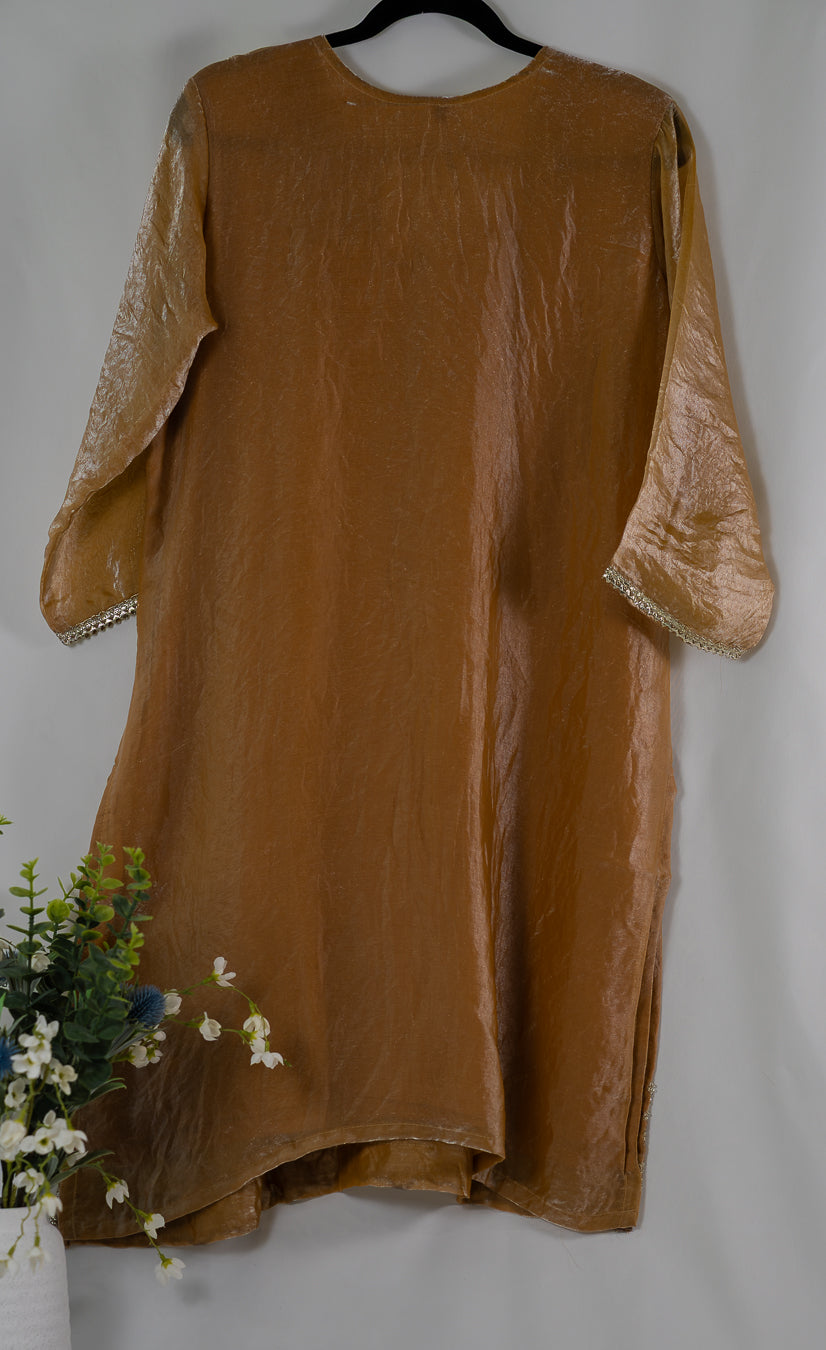Golden Tissue Zardozi Embroidered 3-Piece Suit Set