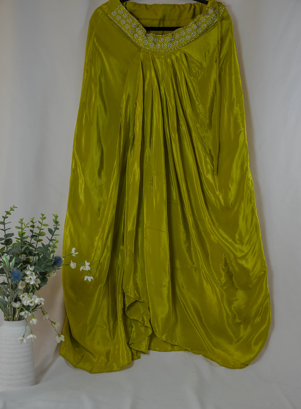 Lime Green Sequin & Zardozi Embroidered Lehenga Choli Set with Dupatta